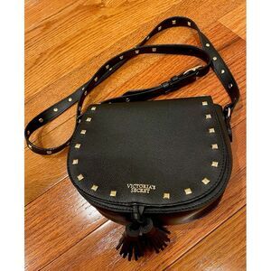 Victoria's Secret Black Studded Crossbody Purse With Tassle VGUC